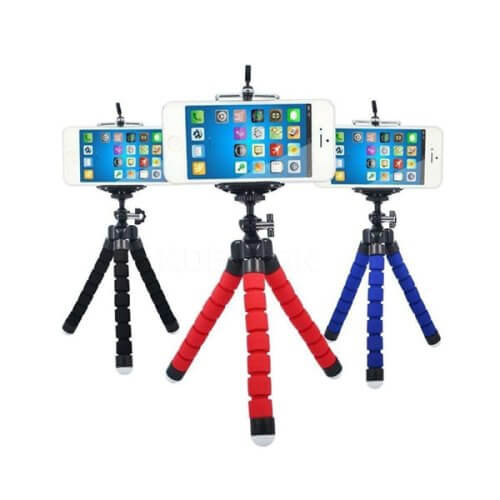 Trípode flexible para cámaras con soporte para celular