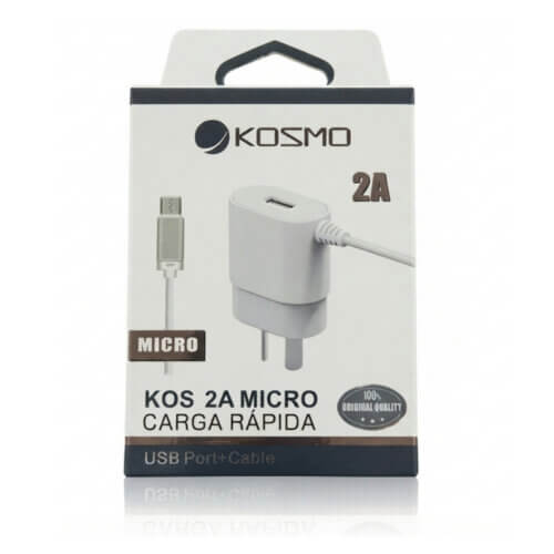 Cargador para celular microusb 2A + usb extra Kosmo