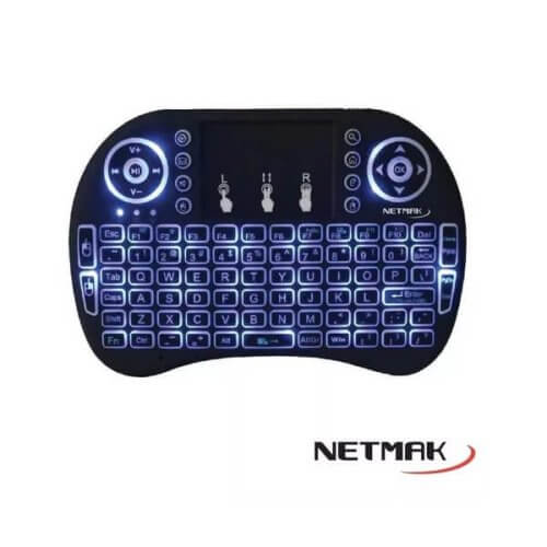 Mini teclado inalámbrico retroiluminado recargable touch mouse NETMAK