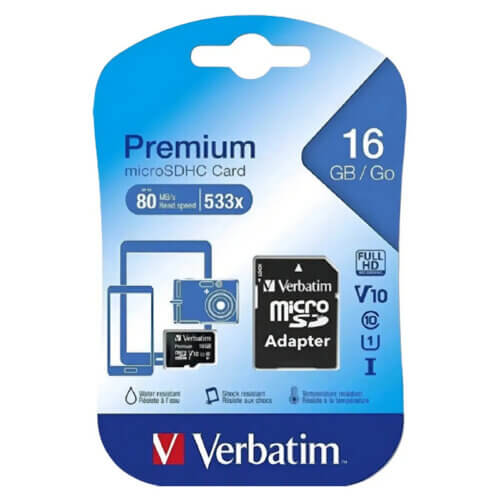 Memoria MicroSD 16gb clase 10 con adaptador SD Verbatim