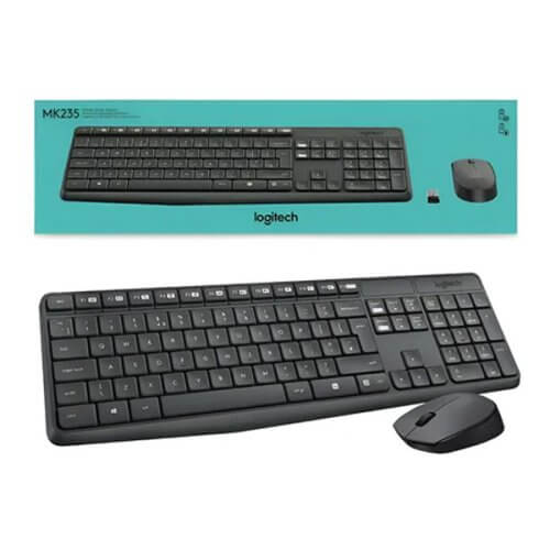 Kit Teclado y Mouse Logitech inalambrico MK235 incluye pilas