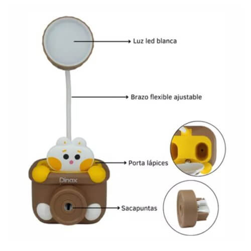 Velador lampara usb gatito con sacapuntas y portalapices