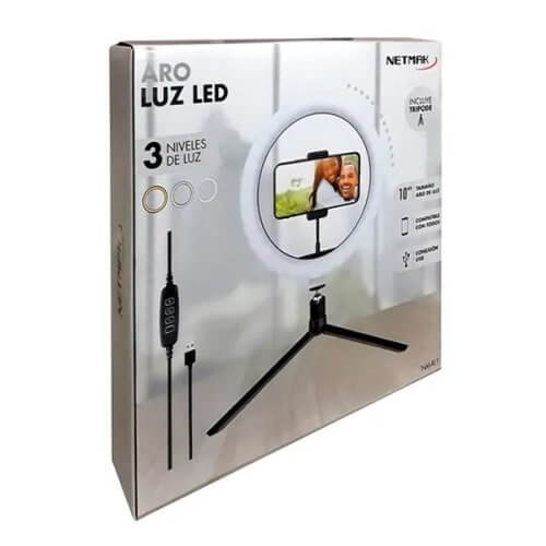 Aro de luz led con tripode 10 pulgadas Netmak