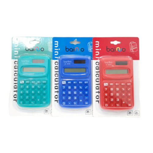 Calculadora mini colores en blister con pilas