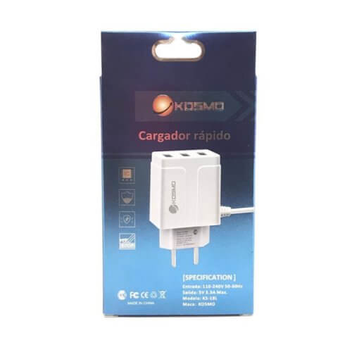 Cargador 3 usb a TIPO C 3.3A Kosmo