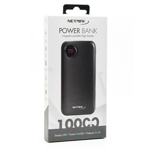 Cargador portátil power bank 10000mAh con display led Netmak