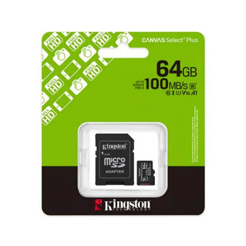 Memoria MicroSD HC 64gb Clase 10 Kingston con adaptador SD