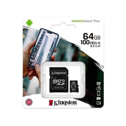 Memoria MicroSD HC 64gb Clase 10 Kingston con adaptador SD