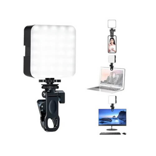 Luz fria led portátil con clip soporte para celular
