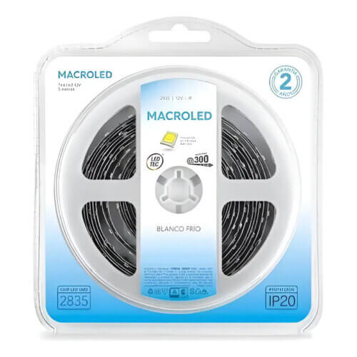 Tira led 60w 12v 5 Metros interior Blanco Frío Macroled