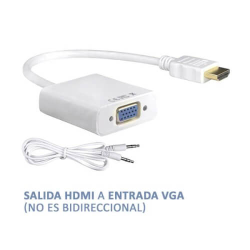 Cable HDMI a VGA OUT/IN con cable auxiliar