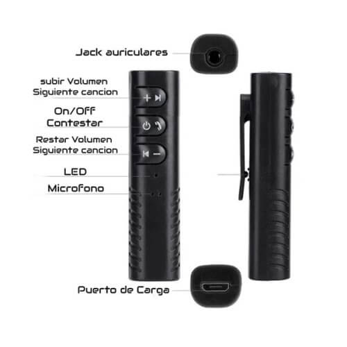 Receptor bluetooth a miniplug a batería con control remoto para camara
