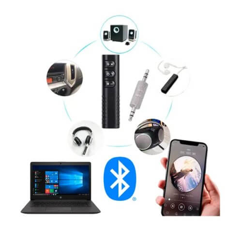 Receptor bluetooth a miniplug a batería con control remoto para camara