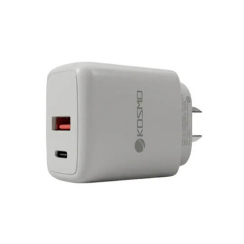 Cargador cabezal turbo 20w usb + tipo c hembra Kosmo