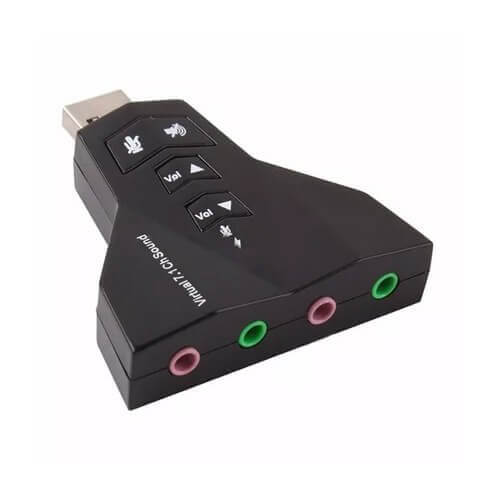 Placa audio sonido externa 7.1 USB doble entrada/salida con control de volumen