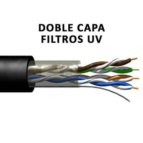 Cable de internet red utp armado cat5e buena calidad exterior filtro UV doble vaina